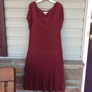 American Eagle Maroon Crochet Dress